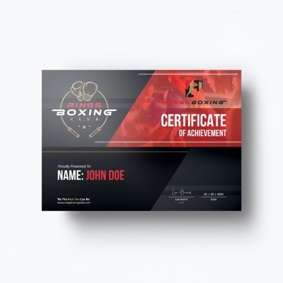 Boxing certificate graphic design