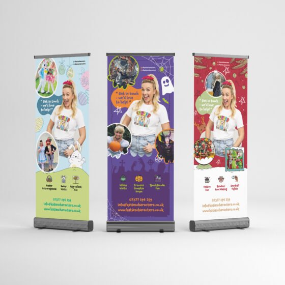 Graphic Design Leicester marketing materials - Branded roller banner designs for events and exhibitions