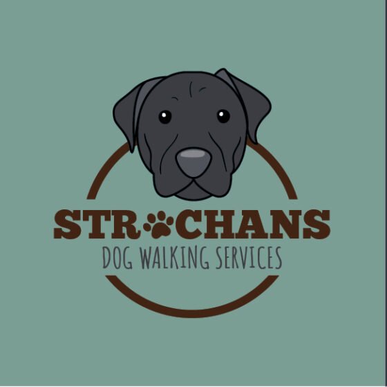 Strachans dog walking business logo design